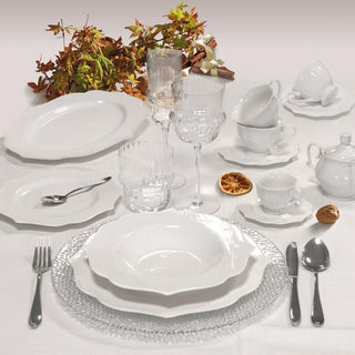 Hurray 18 Piece Gold Thread Dinnerware Set in New Bone China Porcelain