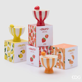 EDG Enzo De Gasperi Set 3 Candele Frutta Profumate in Ceramica H10 D10 cm