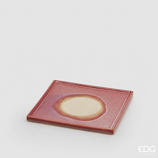 EDG Enzo De Gasperi Piatto Quadrato con Cerchi 31x31 cm Rosa