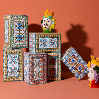 EDG Enzo De Gasperi Set 2 Vaso Testa Sicily Lui e Lei H13 cm in Ceramica Verde