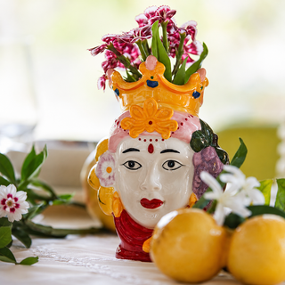 EDG Enzo De Gasperi Set 2 Vaso Testa Sicily Lui e Lei H17 cm in Ceramica Rosso