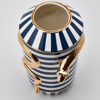 EDG Enzo De Gasperi Vaso Egypt Snake Righe H32 Cm in Ceramica