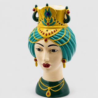 EDG Enzo De Gasperi Vaso Testa Siracusa H36 Cm in Ceramica Verde