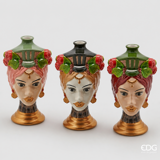 EDG Enzo De Gasperi Set 3 Vaso Testa Sicily Rosa H18 cm in Ceramica