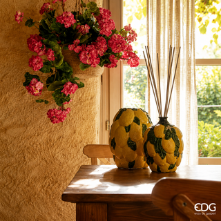 EDG Enzo De Gasperi Vaso Limoni con Foglie H19 Cm In Ceramica