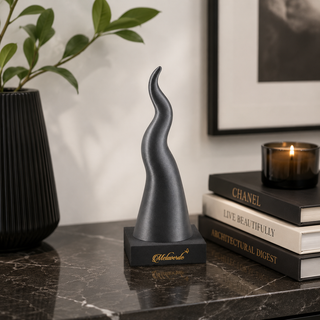 Melaverde Scultura Corno con Base H17 Cm Grigio Glitter in PLA