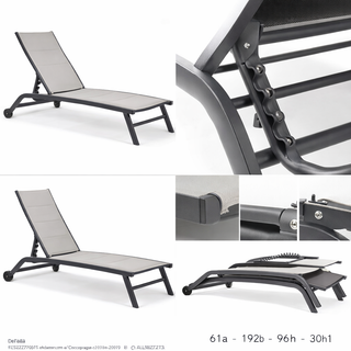 Andrea Bizzotto Cleopas Sonnenliege mit Rollen, L 192x61 cm, Anthrazit