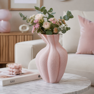 L'Oca Nera Vaso Alto in Porcellana Ø25 H38 cm Rosa Antico