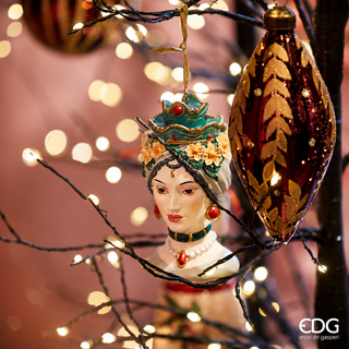 EDG Enzo De Gasperi Set 3 Decorazioni Natalizie Testa Sicilia in Poliresina H10 Cm