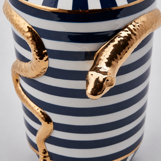 EDG Enzo De Gasperi Vaso Egypt Snake Righe H32 Cm in Ceramica