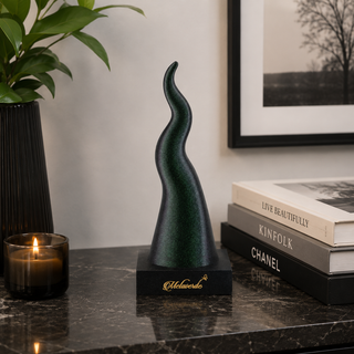 Melaverde Scultura Corno con Base H17 Cm Verde Glitter in PLA