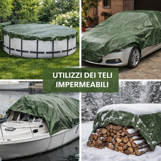 Telo impermeabile da Esterno Occhiellato In Polietilene Rinforzato Antistrappo 180gr/m² 5x4 mt