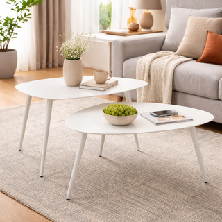 Andrea Bizzotto – 2er-Set unregelmäßig geformter Couchtische aus weißem Metall