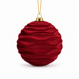 Xone Set 24 Palline di Natale Velvet D10 cm in Velluto Rosso