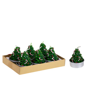 Dino Bianchi Set mit 6 Weihnachtsbaum-Teelichtern, H7 cm