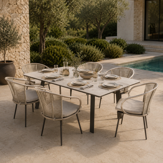 EDG Enzo de Gasperi Kendo Outdoor Garden Set Table with Chairs 7 Pieces Grey