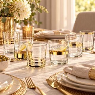 Weissestal Set 6 Bicchieri Acqua Aura Gold Mix in Vetro