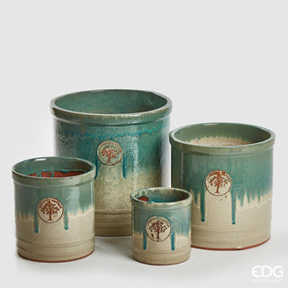 EDG Enzo De Gasperi Set 4 Vasi Glaze Cilindro in Ceramica Sfumato Verde