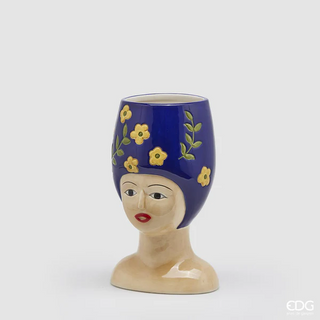 EDG Enzo De Gasperi Vaso Donna Busto con Fiori H30 cm in Ceramica