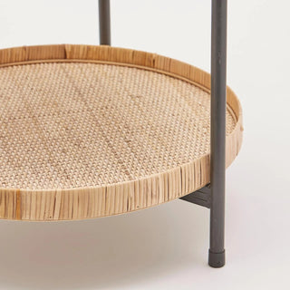 EDG Enzo De Gasperi Round Table 2 Shelves in Rattan H52