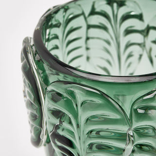 EDG Enzo De Gasperi Glass Vase with Leaves H23 cm Green
