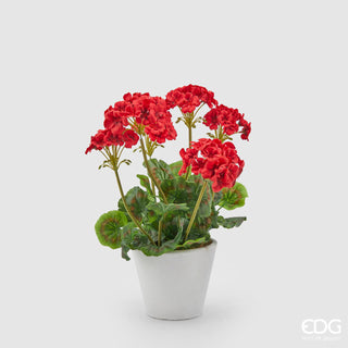 EDG Enzo De Gasperi Artificial Geranium Plant with Pot H38 cm Red