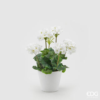 EDG Enzo De Gasperi Artificial Geranium Plant with Vase H38 cm White