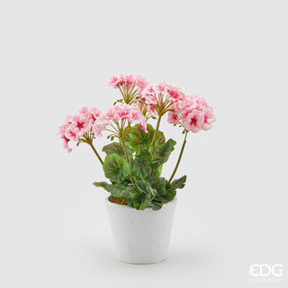 EDG Enzo De Gasperi Artificial Geranium Plant with Vase H38 cm Pink