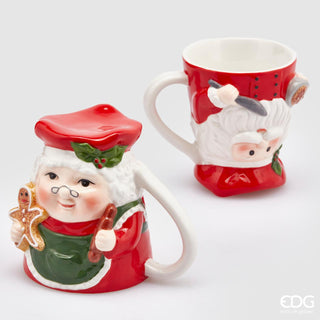 EDG Enzo De Gasperi Juego de 2 tazas navideñas de Papá Noel y Madre Navidad H12 cm