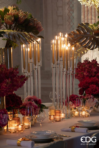 EDG Enzo De Gasperi Kristallkissen-Kerzenhalter mit 5 Brennern und Zylindern, H 100 cm