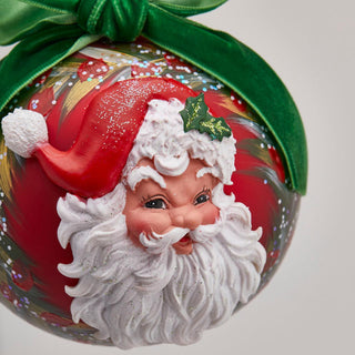EDG Enzo De Gasperi Glass Christmas Bauble Santa with Bow D10 cm