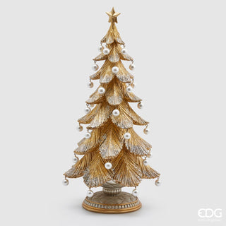 EDG Enzo De Gasperi Árbol de Navidad de Polietileno con Perlas Al. 46 cm Oro Plata