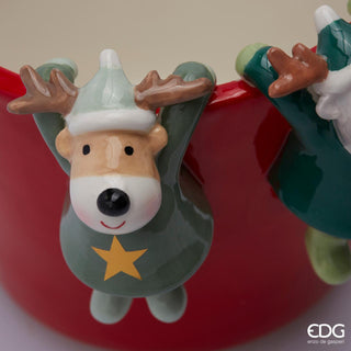 EDG Enzo De Gasperi Flared Reindeer Christmas Vase H14 D14.5 cm