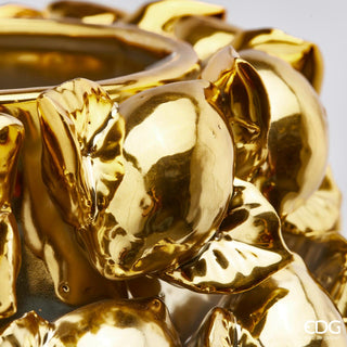 EDG Enzo De Gasperi Vase Chakra Lemons with Leaves H21 D27 cm Gold