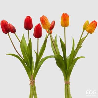 EDG Enzo de Gasperi Set 2 Bouquet di Tulipani Olis Sfumato Rosso e Arancio