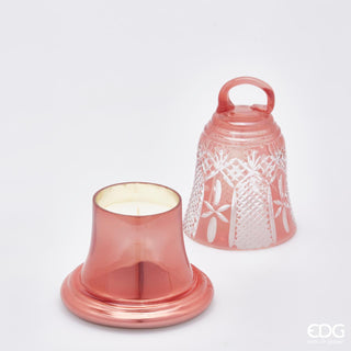 EDG Enzo De Gasperi Bell Candle in Pink Glass H18 D13 Oud