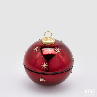 EDG Enzo De Gasperi Sphere Candle with Stars in Oud Glass D18 cm Red
