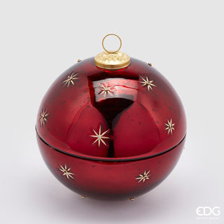 EDG Enzo De Gasperi Sphere Candle with Stars in Oud Glass D18 cm Red