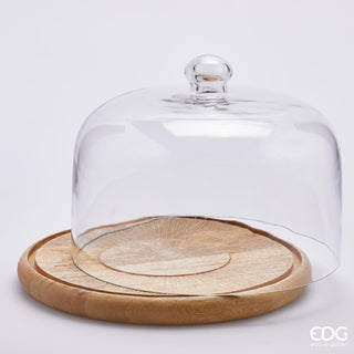 EDG Enzo de Gasperi Bandeja de madera con cúpula de cristal D29 cm