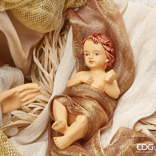 EDG Enzo De Gasperi Nativity Scene in Pink Fabric H 50 cm