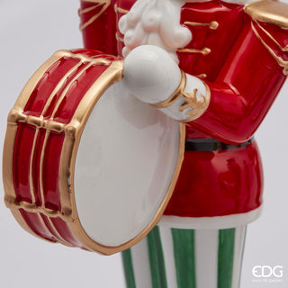 EDG Enzo de Gasperi Nutcracker Soldier Drum in Porcelain H30 cm