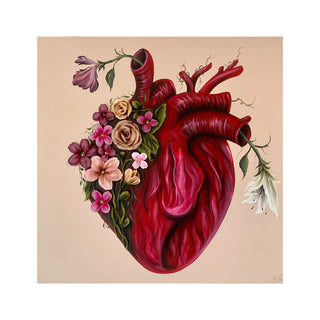 Art Maiora Quadro Flowery Heart Dipinto a Mano su Tela 100x100 cm