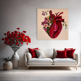 Art Maiora Quadro Flowery Heart Dipinto a Mano su Tela 100x100 cm