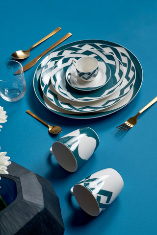 Galbiati 12-Piece Alhambra Blue Dinner Service