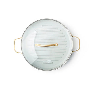 GreenPan Grill Non-Stick Padova Grill Pan D28 cm with Sky Blue Lid