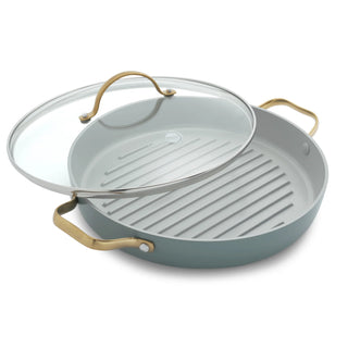 GreenPan Grill Non-Stick Padova Grill Pan D28 cm with Sky Blue Lid