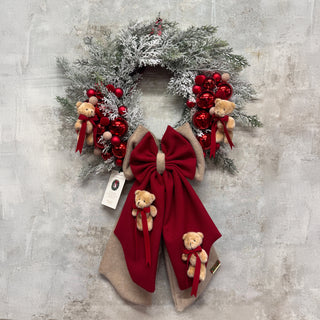 Madame Fioccò Ghirlanda Natalizia Teddy Cuore di Coccola D50 cm