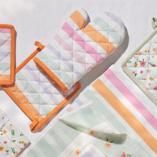 Brandani Set 2 Presine Polline Righe 18x18 cm in Cotone