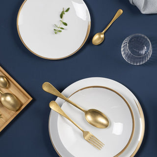 Weissestal 18-teiliges Vintage Gold Shiro Weihnachtsgeschirr-Set aus Porzellan