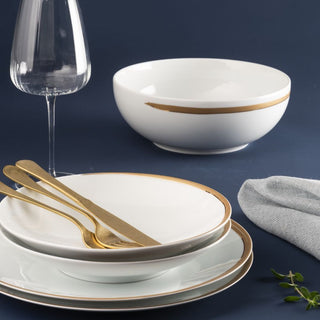 Weissestal 18-teiliges Vintage Gold Shiro Weihnachtsgeschirr-Set aus Porzellan